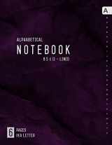 9781090665683-1090665687-Alphabetical Notebook 8.5 x 11: 6 Pages per Letter | Lined-Journal Organizer Large with A-Z Tabs Printed | Marble Purple Black Design