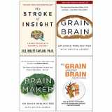 9789123854110-9123854111-My Stroke of Insight, Grain Brain, Brain Maker, No Grain Smarter Brain Body Diet Cookbook 4 Books Collection Set