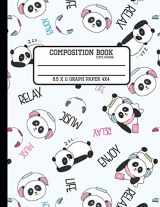 9781079824506-1079824502-Composition Book Cute Panda Graph Paper 4x4: Music Back to School Quad Composition Book for Teachers, Students, Kids and Teens Math or Science Class