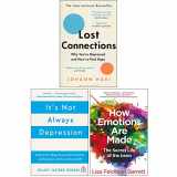 9789123963218-9123963212-Lost Connections, It's Not Always Depression, How Emotions Are Made The Secret Life of the Brain 3 Books Collection Set