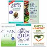 9789123558056-9123558059-Clever Guts Diet Recipe Book, What Every Woman Needs to Know About Her Gut, Clean Gut, The Clever Guts Diet, Happy Healthy Gut 5 Books Collection Set