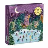 9780735366725-0735366721-Galison Merry Moonlight Skaters 500 Piece Foil Puzzle from Galison - Featuring Beautiful Illustrations of a Festive Winter Scene with Gold Foil Accents, 20" x 20", Makes a Wonderful