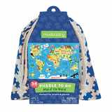 9780735349384-073534938X-Mudpuppy Map of the World Puzzle To Go, 36 Pieces, 12”x9” – Kids Ages 3+ - Colorful Map with Illustrations of Iconic Landmarks – Packaged in Travel-Friendly Drawstring Fabric Pouch –Perfect for Planes