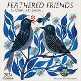 9781631369926-163136992X-Feathered Friends 2024 Wall Calendar: Watercolor Bird Illustrations by Geninne Zlatkis | 12" x 24" Open | Amber Lotus Publishing