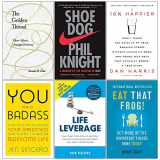 9789123786107-9123786108-The Golden Thread [Hardcover], Shoe Dog, 10% Happier, You Are a Badass, Life Leverage, Eat That Frog 6 Books Collection Set