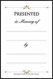 9781426715204-142671520X-Presented in Memory of Bookplates (Pkg of 48)