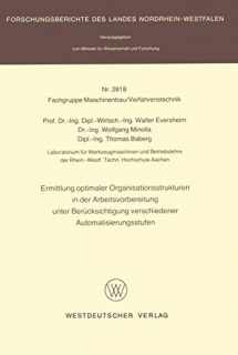 9783531028187-3531028189-Ermittlung optimaler Organisationsstrukturen in der Arbeitsvorbereitung unter Berücksichtigung verschiedener Automatisierungsstufen ... Nordrhein-Westfalen, 2818) (German Edition)