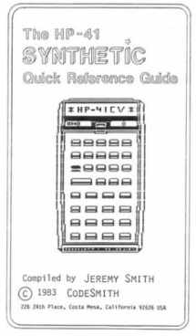 9780974593401-0974593400-The HP-41 SYNTHETIC Quick Reference Guide