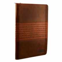 9781432101961-143210196X-Classic Faux Leather Journal Strong and Courageous Joshua 1:57 Bible Verse, Brown Inspirational Notebook, Lined Pages w/Scripture, Ribbon Marker, Zipper Closure