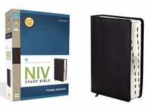 9780310437581-031043758X-NIV Study Bible, Large Print, Bonded Leather, Black, Red Letter Edition, Thumb Indexed