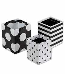 9781483855684-1483855686-Schoolgirl Style Simply Stylish 3-Piece Polka Dot Pencil Cup Holder Set, Assorted Black and White Pencil Cup Holders, Classroom Supplies Organizer for Desk Organization, Black & White Classroom Décor