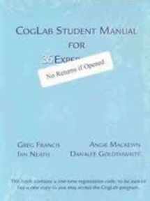 9780534574109-0534574106-CogLab Student Manual for 36 Experiments (with PinCode for Online Access)
