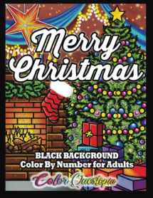 9781954883574-1954883579-Merry Christmas Color by Number for Adults BLACK BACKGROUND: Festive Holiday Coloring Book with Santa, Snowmen, Reindeer, Elves, Trees and More!
