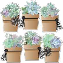 9781483854670-1483854671-Schoolgirl Style Simply Stylish 36-Piece Potted Succulent Plant Bulletin Board Cutouts, Botanical Succulents Classroom Cutouts for Bulletin Board, White Board, Cork Board, and Classroom Décor