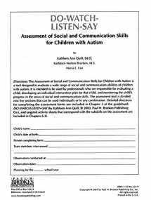 9781557665249-1557665249-The Assessment of Social and Communication Skills for Children with Autism