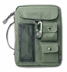 9780310806592-0310806593-Compass Bible Cover, Zippered, with Handle, Nylon, Green, Large
