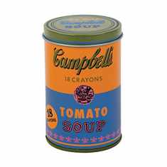 Mudpuppy Andy Warhol Soup Can Crayons, Orange, Includes 18 Crayons Inspired by Iconic Andy Warhol Piece, Warhol-Inspired Crayon Colors in Orange and Blue Tin, Ideal Art Lovers Gift