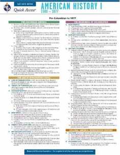 American History 1 - REA's Quick Access Reference Chart (Quick Access Reference Charts)