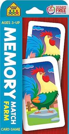 School Zone - Memory Match Farm Card Game - Ages 3+, Preschool to Kindergarten, Animals, Early Reading, Counting, Matching, Vocabulary, and More (School Zone Game Card Series)