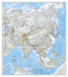 National Geographic Asia Wall Map - Classic - Laminated (33.25 x 38 in) (National Geographic Reference Map)