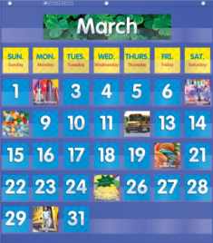 Monthly Calendar Pocket Chart, Blue