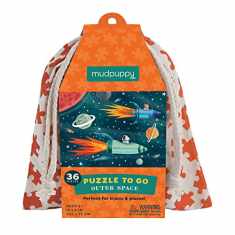 Mudpuppy Outer Space Puzzle to Go, 36 Pieces, 12”x9” – Great for Kids Age 3+ - Colorful Illustrations of Rockets in Space – Packaged in Travel-Friendly Drawstring Fabric Pouch – Perfect for Planes