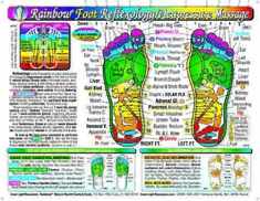 Rainbow® FOOT Reflexology/ Acupressure Massage CHART in the Inner Light Resources Rainbow® Cards & Charts Series. 8.5 x 11 in; 2-sided (Small Poster/ Large Card)