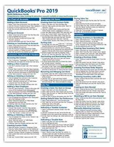 QuickBooks Pro 2019 Quick Reference Training Card - Laminated Tutorial Guide Cheat Sheet (Instructions and Tips)