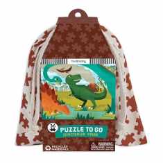 Mudpuppy Dinosaur Park Puzzle To Go, 36 Pieces, 12”x9” – Great for Kids Age 3+ - Colorful Illustrations of Favorite Dinosaurs – Packaged in Travel-Friendly Drawstring Fabric Pouch – Perfect for Planes
