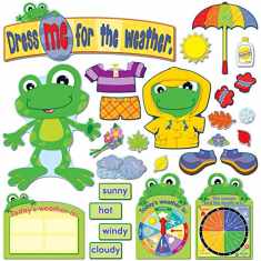 Carson-Dellosa Carson Dellosa Funky Frog Weather Bulletin Board Set—Seasons and Daily Weather Charts Bulletin Boards Decorations With Seasonal Accents, Homeschool or Classroom Decor (82 pc)