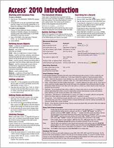 Microsoft Access 2010 Introduction Quick Reference Guide (Cheat Sheet of Instructions, Tips & Shortcuts - Laminated Card)