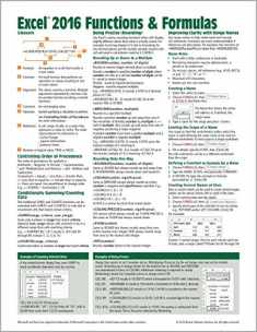 Microsoft Excel 2016 Functions & Formulas Quick Reference Card - Windows Version (4-page Cheat Sheet focusing on examples and context for ... functions and formulas - Laminated Guide)